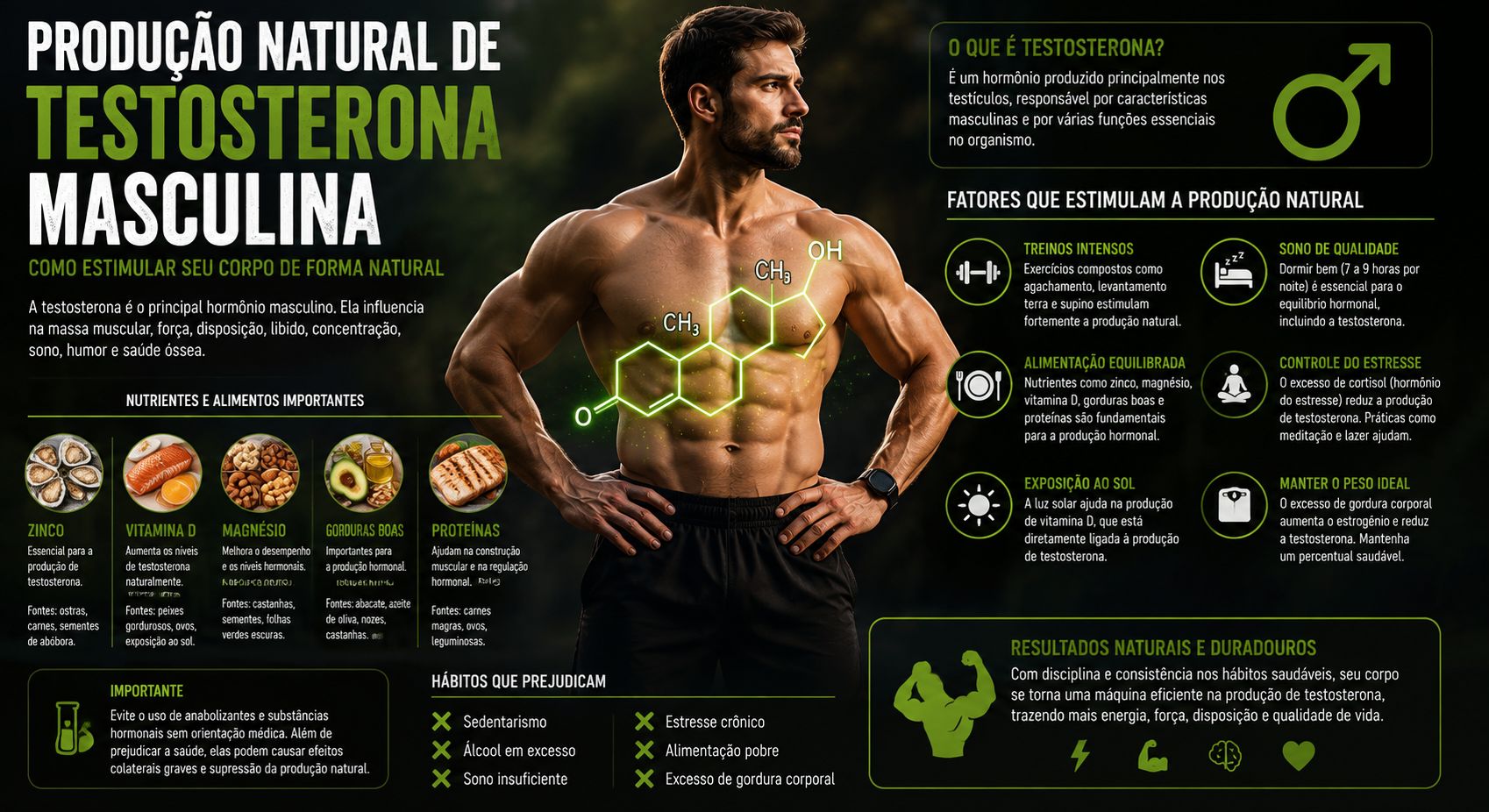 Prato equilibrado com carne, ovos e vegetais verdes escuros